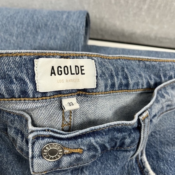 Agolde Riley Long Women's High Rise Straight Jeans 33 - Picture 6 of 9